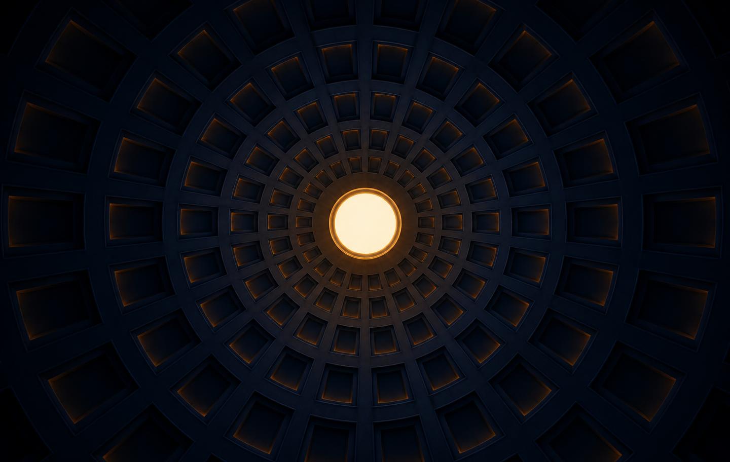 Coffered dome radiating from a luminous oculus